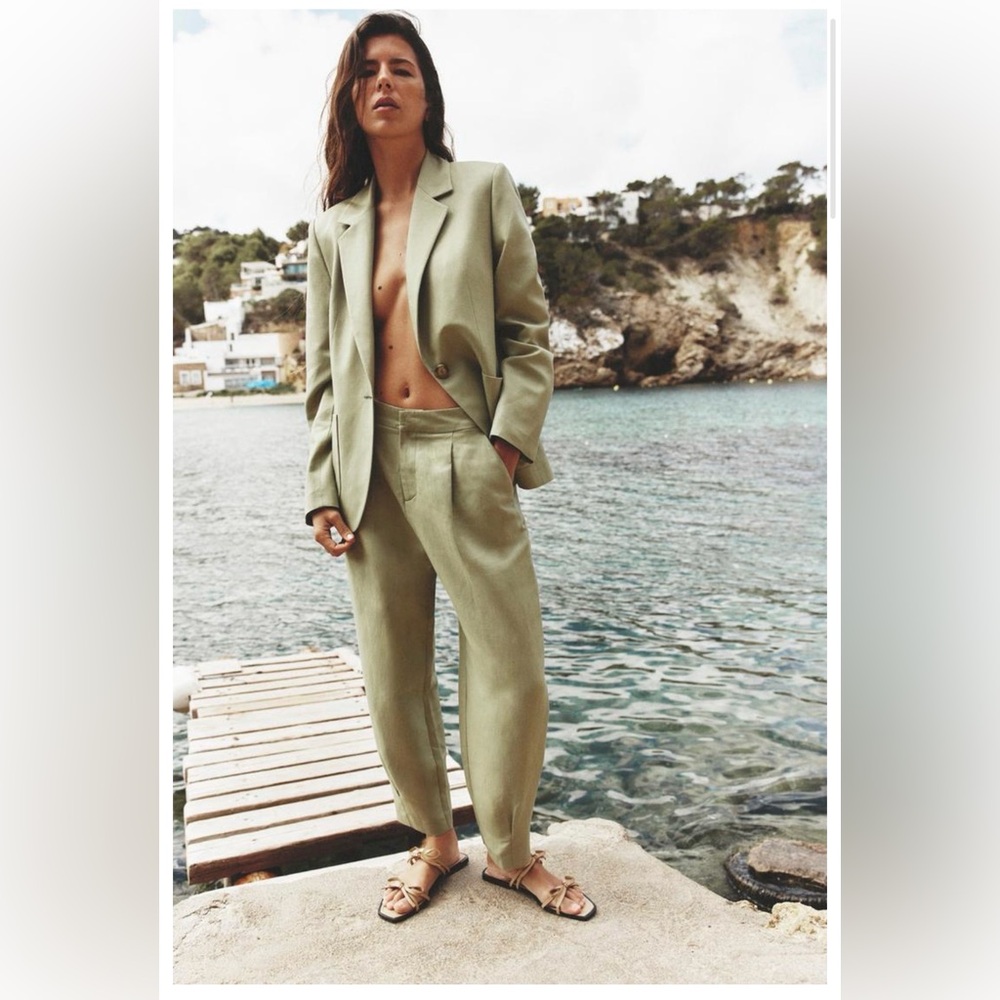 Zara NWT Green Linen Pants - Size L